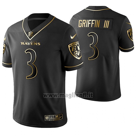 Maglia NFL Limited Baltimore Ravens Robert Griffin III Golden Edition Nero